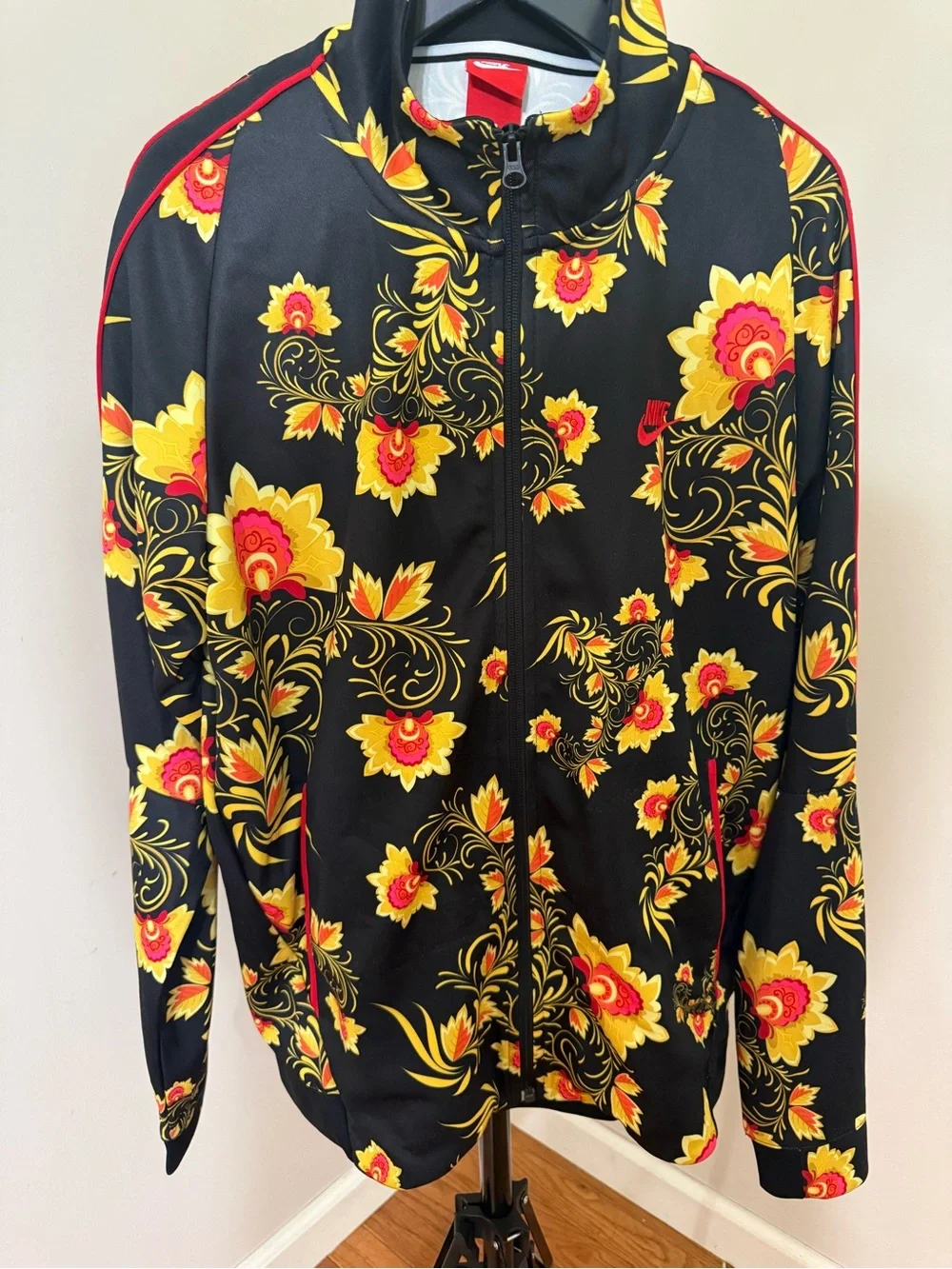 Rare Nike N98 Floral  Jacket Khokhloma Tribute Russian Brazil Black Mens size L